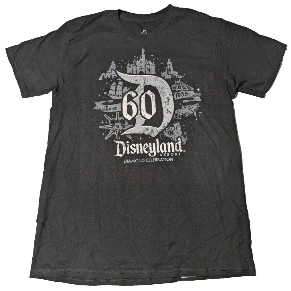 DISNEYLAND RESORT DIAMOND CELEBRATION D60 2015‎ Men Medium Black T-Shirt NEW